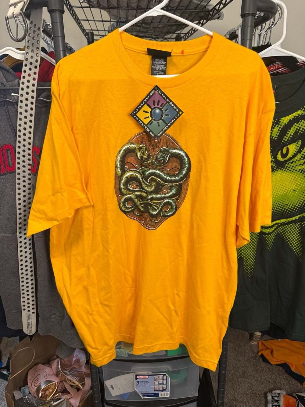 No Boundaries Yellow T-Shirt with Snake Graphic